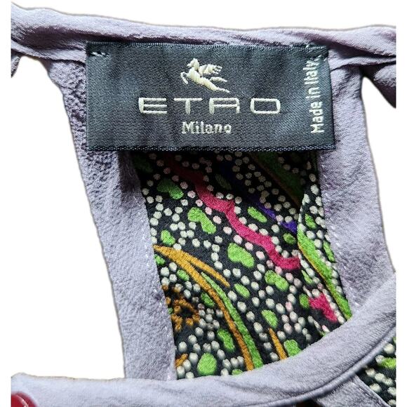 ETRO Paisley Floral Silk Kaftan Poncho Top W/ Key Holes Women's One Size Euc - Picture 5 of 8